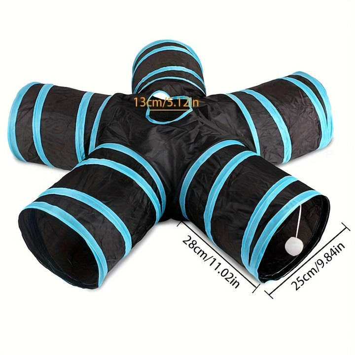 Collapsible Cat Tunnel with Peek Holes
Interactive multi-way tunnel with hanging ball toy—foldable, durable, and perfect for indoor fun with cats, kittens, puppies & small pets.🐈🐕