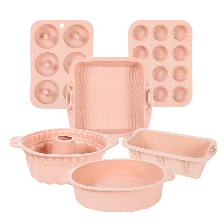 6pcs Non-stick Silicone Kitchen Baking Supplies Set - Baking Pans, Cake Molds, Donut Pans, Muffin Pans, Cake Pans