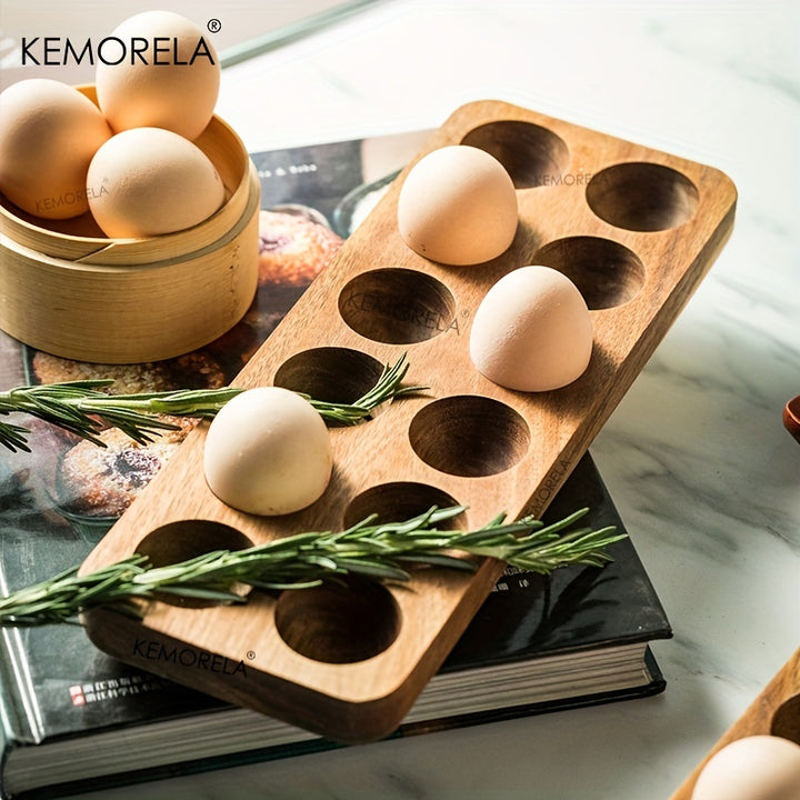 1pc Multi-Compartment Wooden Egg Storage Box - Kitchen Cooking Organizer for Eggs and More