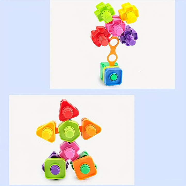 Twist, Build & Learn!
This 20-piece screw and nut building block set is perfect for little hands to develop coordination, fine motor skills, and problem-solving. Made of safe, durable plastic—fun and educational for curious young minds! 🔩🧠🎨