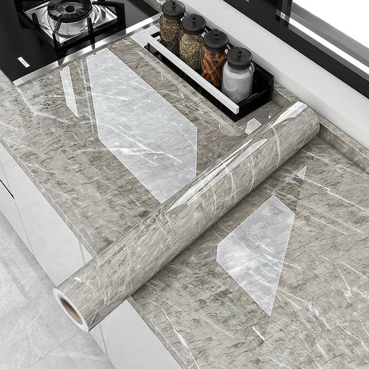Extra Thick Vinyl Self-Adhesive Wallpaper, Waterproof and Oil Proof, Removable Peel and Stick Wall Stickers for Bathroom and Kitchen, Brick Stone Wood Pattern, Random Matc