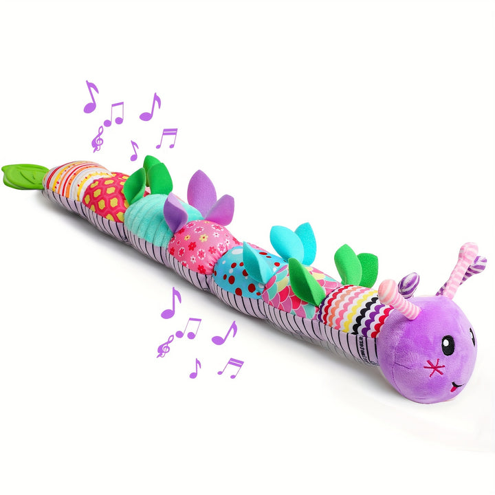 Baby Musical Stuffed Animal Toys for 0-3-6-12 Months, with Multi-Sensory Crinkle, Rattle And Textures, Infant Tummy Time Toys for Newborn, Baby Boy Girl Gifts, Purple for CATERPILLAR