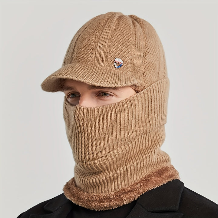 Winter 2 In 1 Set, Balaclava Neck Warmers Knitted Hat Beanie Face Cover Cap For Men And Women, Ear Protection Knitted Hat Neck Cover