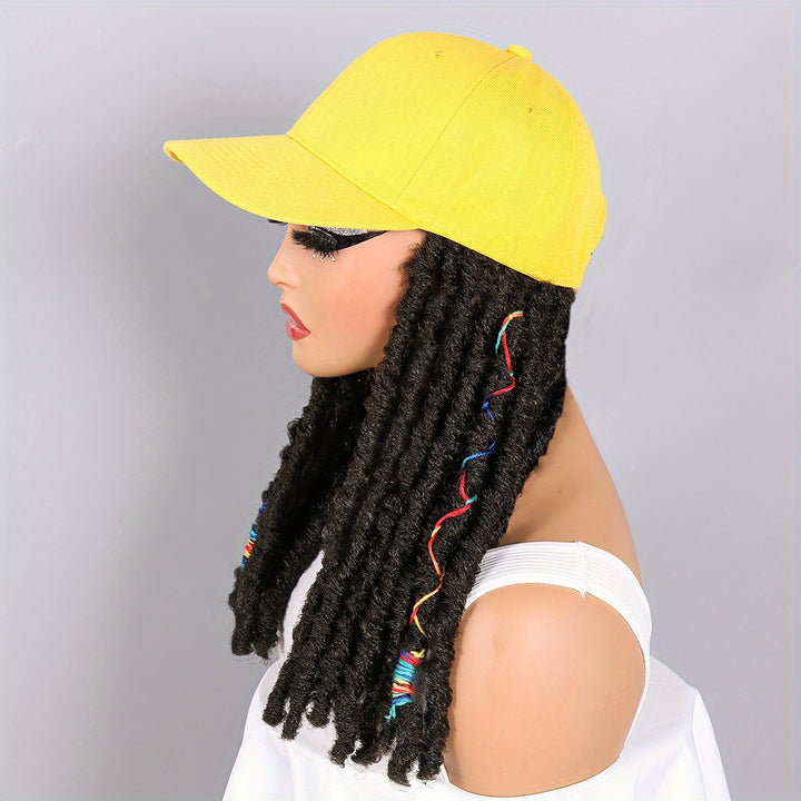 Hat Wigs 12 Inch Dreadlock Wigs With Black Baseball Cap Synthetic Fiber Dreads Hair Extensions With Hat Attatched For Women
