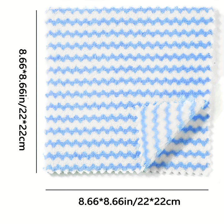 5/10pcs Ultra-Soft Microfiber Dish Cloths - Thickened Coral Velvet Cationic Double-Sided Towels for Strong Stain Removal, Scouring Pads, Absorbent, Lint-Free, Durable, Easy to Clean, and Reusable for Kitchen Cleaning
