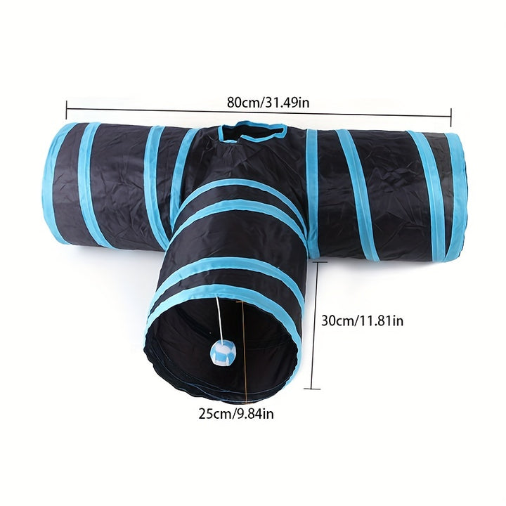 Collapsible Cat Tunnel with Peek Holes
Interactive multi-way tunnel with hanging ball toy—foldable, durable, and perfect for indoor fun with cats, kittens, puppies & small pets.🐈🐕