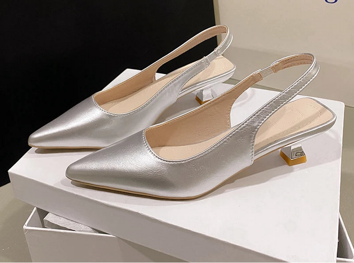 Fashion Female Shoes  New Women's Pumps Solid Color Simple Mid Heel Shoes Sexy Pointed Toe Slingback Elegant Dress Shoes