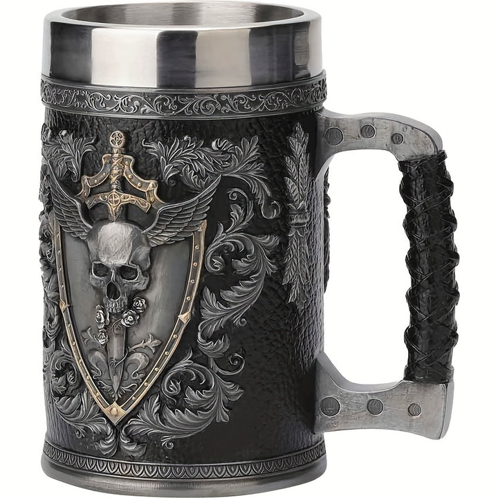 1pc Horror Death Coffee Mug - 600ml/20oz Stainless Steel Grim Reaper Skull Water Cup - Unique Summer Winter Drinkware for Home Kitchen, Spooky Birthday and Halloween Gifts