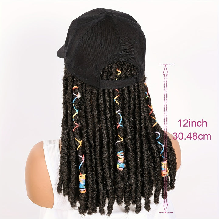 Hat Wigs 12 Inch Dreadlock Wigs With Black Baseball Cap Synthetic Fiber Dreads Hair Extensions With Hat Attatched For Women