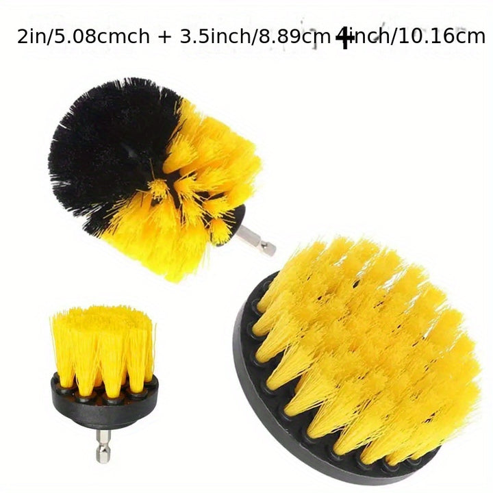 3pcs Drill Brush Attachment Set, Electric Scrubber Washing Brush Tool Kit, Universal Drill Brush With Extension, For Grout Floor, Bathtub Shower Tile, Bathroom, Kitchen Surface And Car.