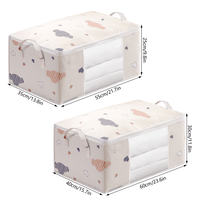 Large Capacity Clothes Storage Bag with Reinforced Handles, Thick Fabric, Suitable for Quilts, Blankets, Bedding, Foldable with Sturdy Zipper, Transparent Window, Storage Bins for Home Organization, Baskets, Bins & Containers