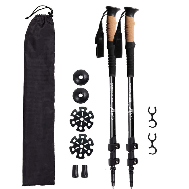 2pcs Durable Telescopic Multifunctional Aluminum Trekking Pole - Perfect for Mountaineering, Hiking, Camping, Fishing & Outdoor Activities!