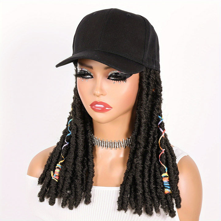 Hat Wigs 12 Inch Dreadlock Wigs With Black Baseball Cap Synthetic Fiber Dreads Hair Extensions With Hat Attatched For Women