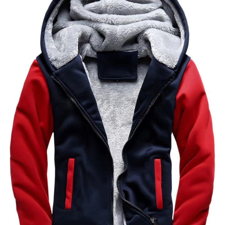 Men'S Winter Thick And Padded Warm Zip Up Hooded Jacket