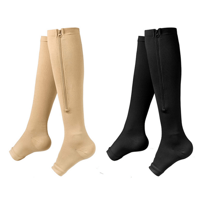 1pair Comfortable Compression Socks with Easy Side Zipper for Men and Women - Reduce Swelling and Improve Circulation