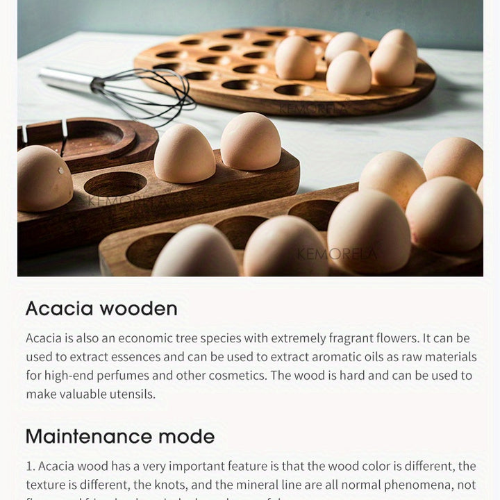 1pc Multi-Compartment Wooden Egg Storage Box - Kitchen Cooking Organizer for Eggs and More