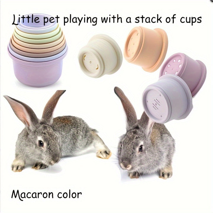 8pcs Small Pet Toys Set - Bunny Stacking Cup, Rabbit Toy, Plastic Snack Cup, Nesting Cup - For Rabbits & Bunnies - For Play & Enrichment - Great Gift for Pet Lovers