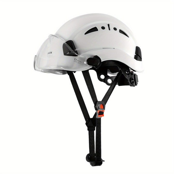 High-Quality ABS Construction Hard Hat with Goggles - Adjustable, Breathable Safety Helmet for Workers