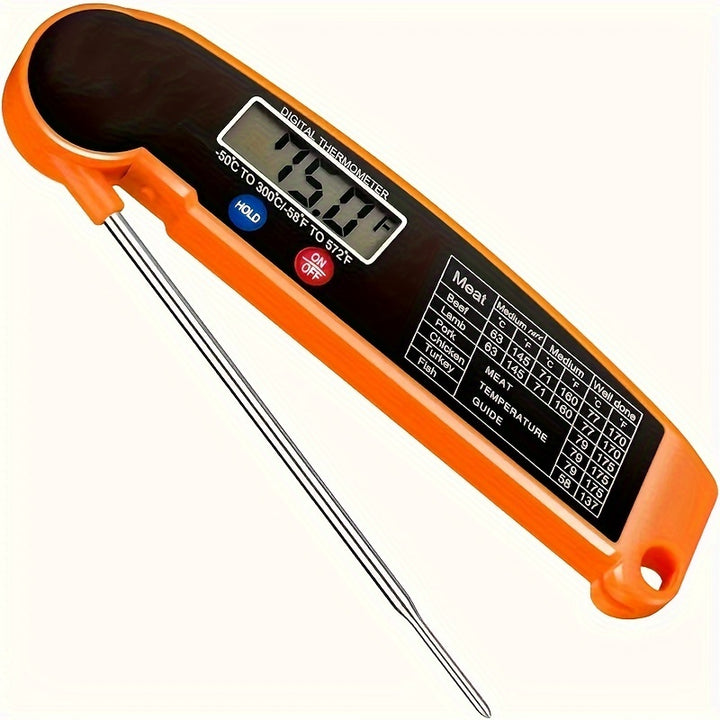 1pc Fast-Reading Digital Meat Thermometer, WEBBQ ABS Food Temperature Gauge with Hold Function, Single-Use, for Grilling BBQ, Kitchen Cooking, Adult - AAA Battery Operated (Batteries Not Included)