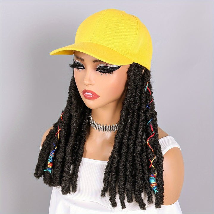 Hat Wigs 12 Inch Dreadlock Wigs With Black Baseball Cap Synthetic Fiber Dreads Hair Extensions With Hat Attatched For Women