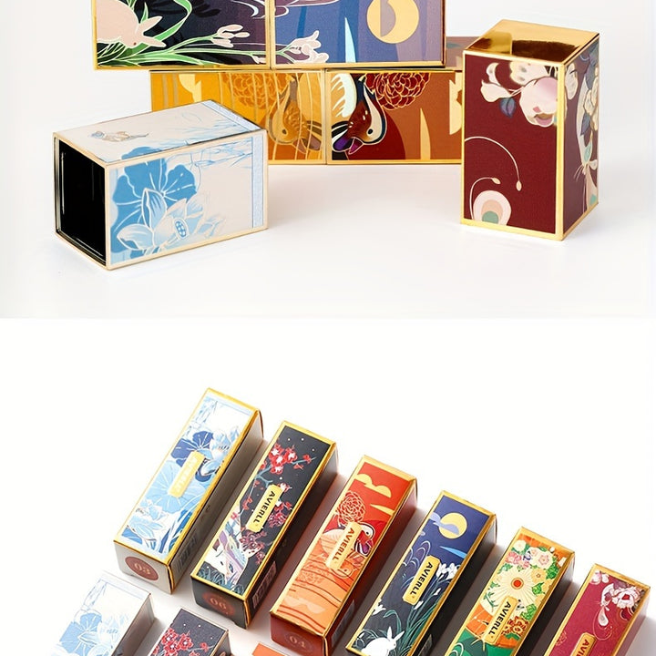 Enchanting Luxurious Matte Velvet Lip Collection - Hydrating, Long-Lasting, Seamless Finish - A Fashionable Chinese Traditional Printed Gift for Women, Perfect for Valentines Day & Lunar New Year Celebrations