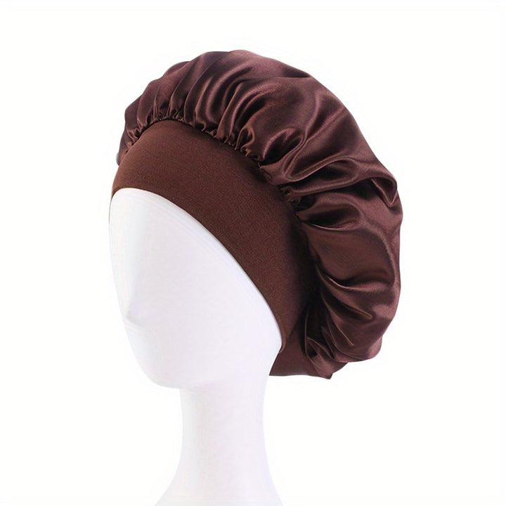 Elastic Band Satin Bonnet - Silky, Extra Large, For Night, Bath, Brimmed Hat, Soft and Comfortable
