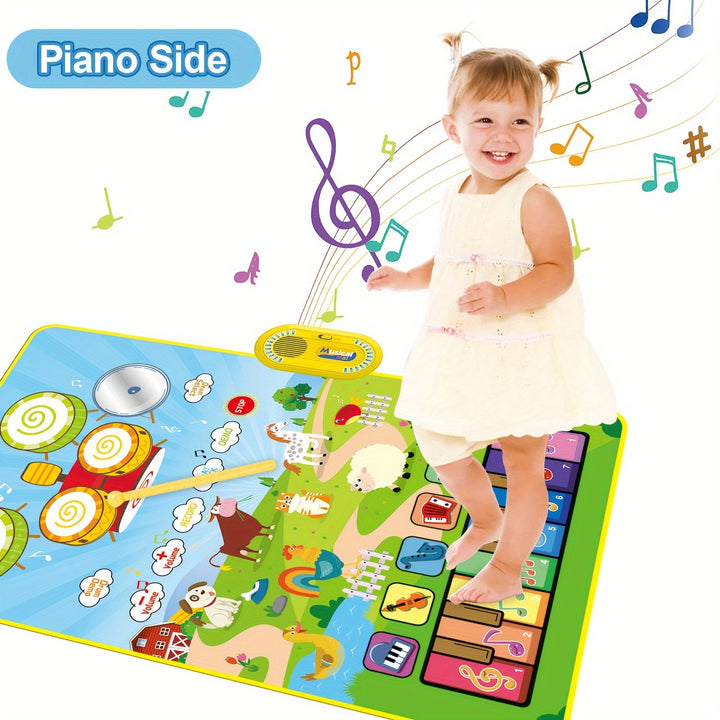🧠 Educational & Fun.
Interactive Music Mat for Kids
Boost creativity with this musical mat featuring 8 animal sounds, a piano keyboard, and real drum play! Fun, safe & perfect for toddlers.