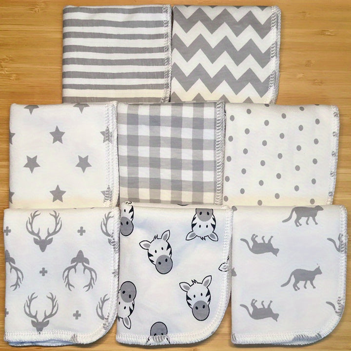 8Pack Soft & Absorbent 2-Layer Handkerchief Set - Washcloths & Wash Gloves for Face, Baby, and Kitchen Use - Multi-Purpose, Reusable, and Gentle on Skin - Perfect Gift for Christmas, Halloween, and Thanksgiving Day