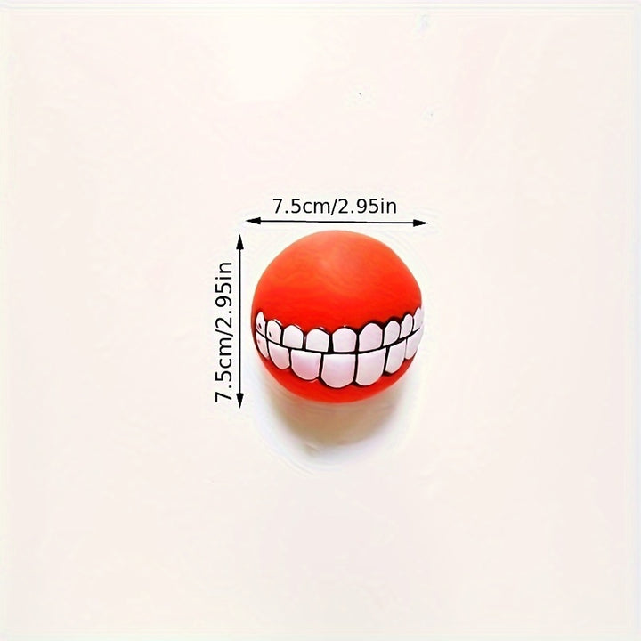 1pc Assorted Varieties Teeth Pattern Dog Chew Ball Toys, Tough Squeaky Dog Grinding Teeth Toys