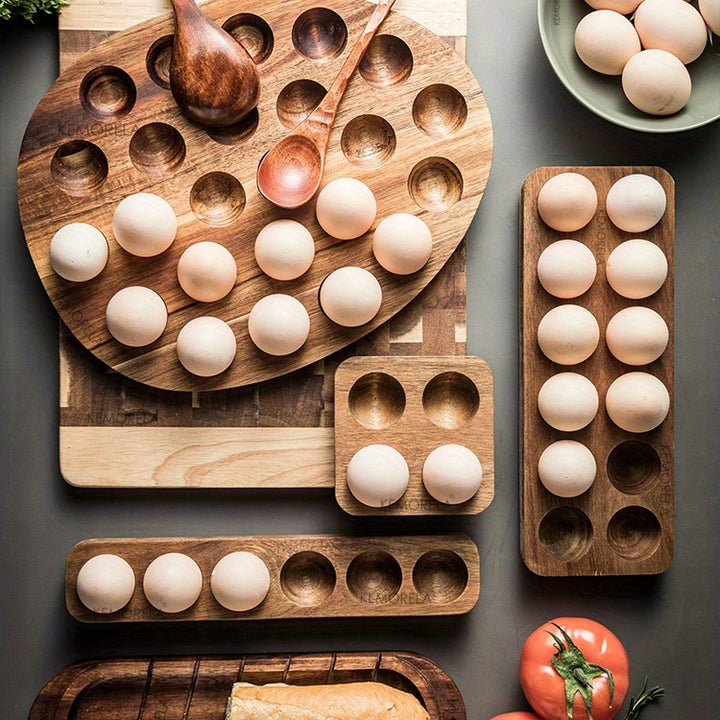 1pc Multi-Compartment Wooden Egg Storage Box - Kitchen Cooking Organizer for Eggs and More