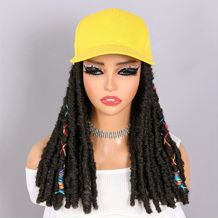 Hat Wigs 12 Inch Dreadlock Wigs With Black Baseball Cap Synthetic Fiber Dreads Hair Extensions With Hat Attatched For Women