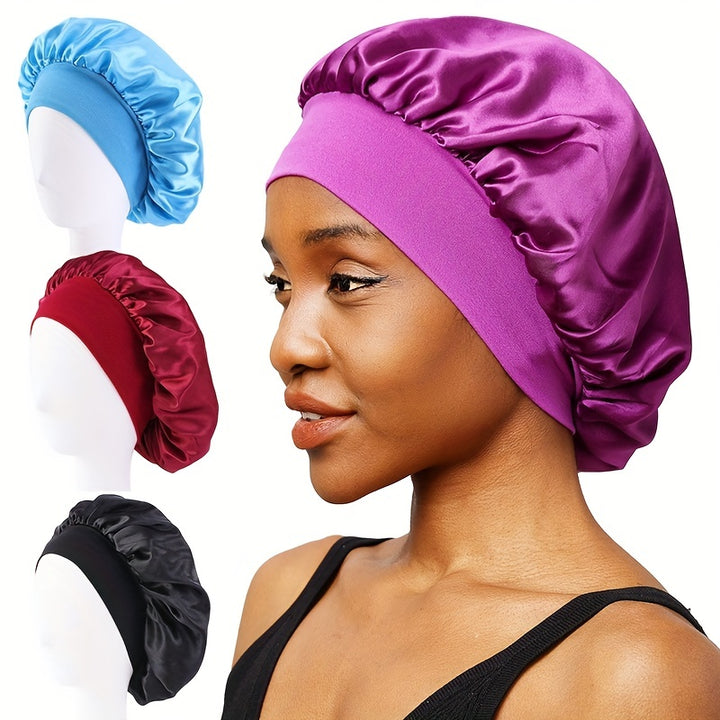 Elastic Band Satin Bonnet - Silky, Extra Large, For Night, Bath, Brimmed Hat, Soft and Comfortable