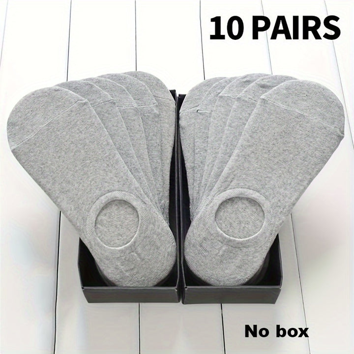 3/5/10 Pairs Men's Cotton Blend Plain Color Breathable Sweat Resistant Anti-odor No Show Socks