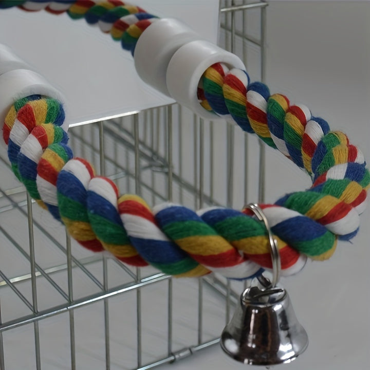 1pc Bird Mirror Bird Toys, With Cotton Rope, Bird Supplies, Parrot Chewing Toys, Bird Stands