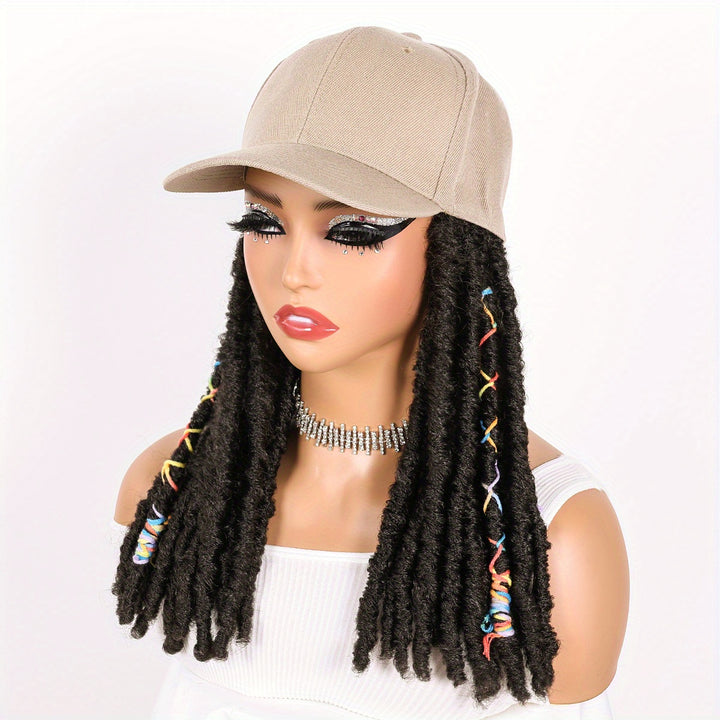 Hat Wigs 12 Inch Dreadlock Wigs With Black Baseball Cap Synthetic Fiber Dreads Hair Extensions With Hat Attatched For Women