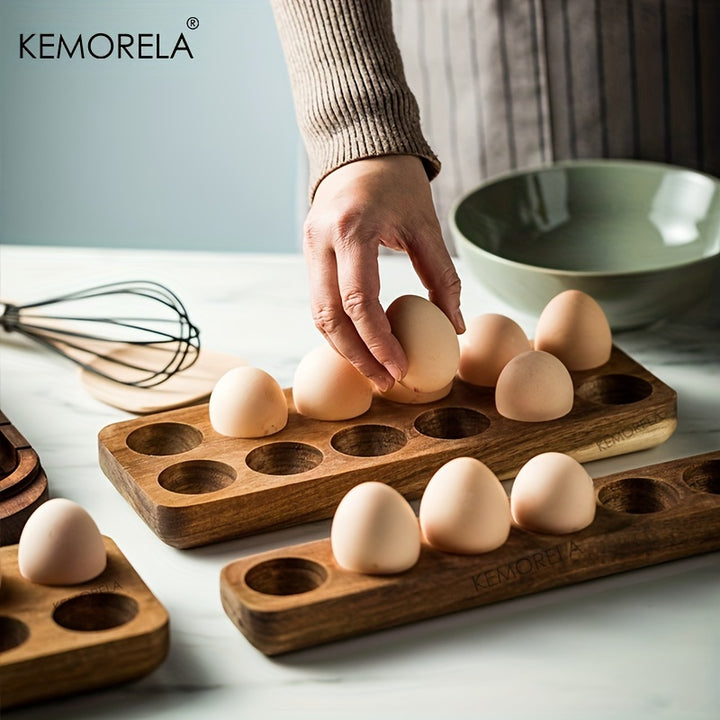 1pc Multi-Compartment Wooden Egg Storage Box - Kitchen Cooking Organizer for Eggs and More