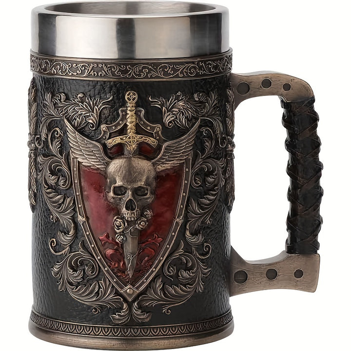 1pc Horror Death Coffee Mug - 600ml/20oz Stainless Steel Grim Reaper Skull Water Cup - Unique Summer Winter Drinkware for Home Kitchen, Spooky Birthday and Halloween Gifts
