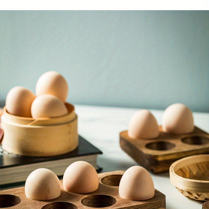 1pc Multi-Compartment Wooden Egg Storage Box - Kitchen Cooking Organizer for Eggs and More