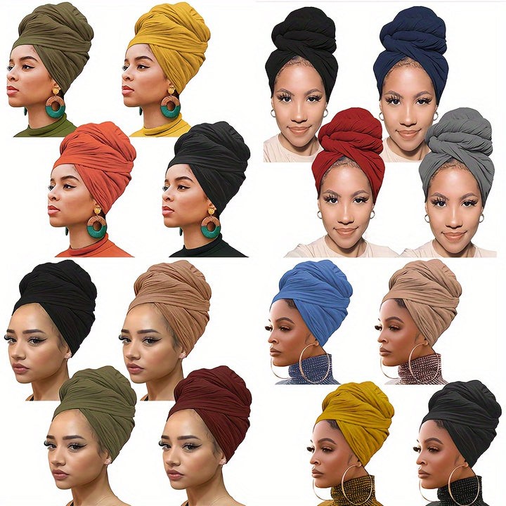 1pc/4pcs Ultra Soft Boho Pleated Head Wrap Turban Cap - Elegant Solid Color, Extra Long, Breathable Head Band Tie for Women