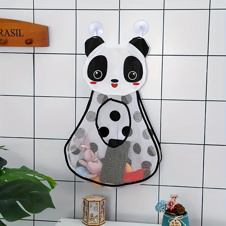 1Pc/2pcs Kawaii Animal Design Mesh Toys Storage Hanging Bag, Versatile Bathroom Wall Mounted Organizer