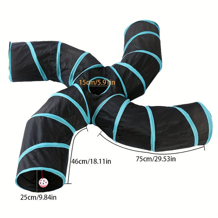 Collapsible Cat Tunnel with Peek Holes
Interactive multi-way tunnel with hanging ball toy—foldable, durable, and perfect for indoor fun with cats, kittens, puppies & small pets.🐈🐕