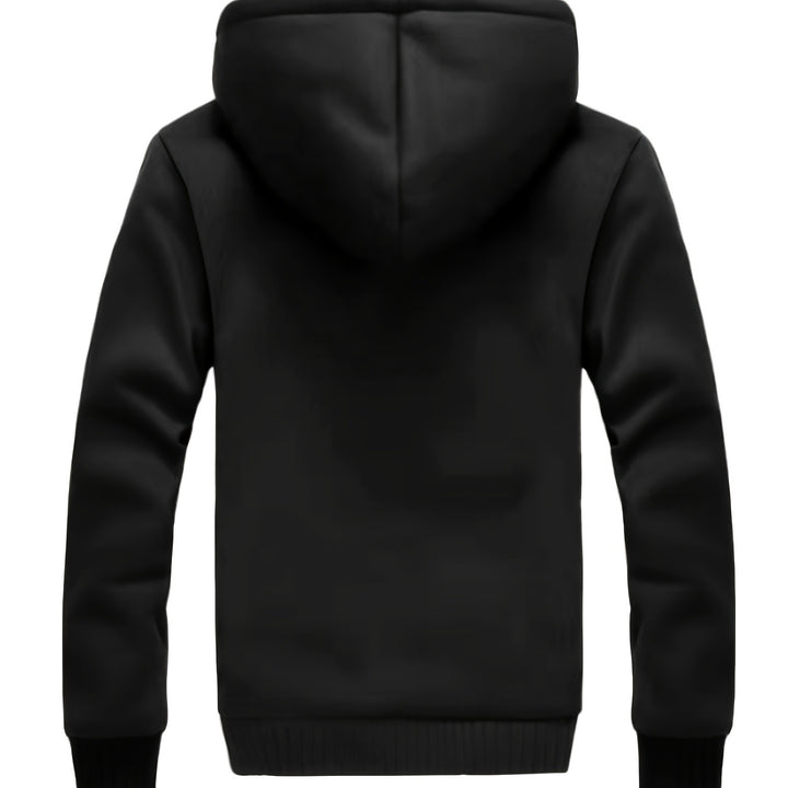 Men'S Winter Thick And Padded Warm Zip Up Hooded Jacket