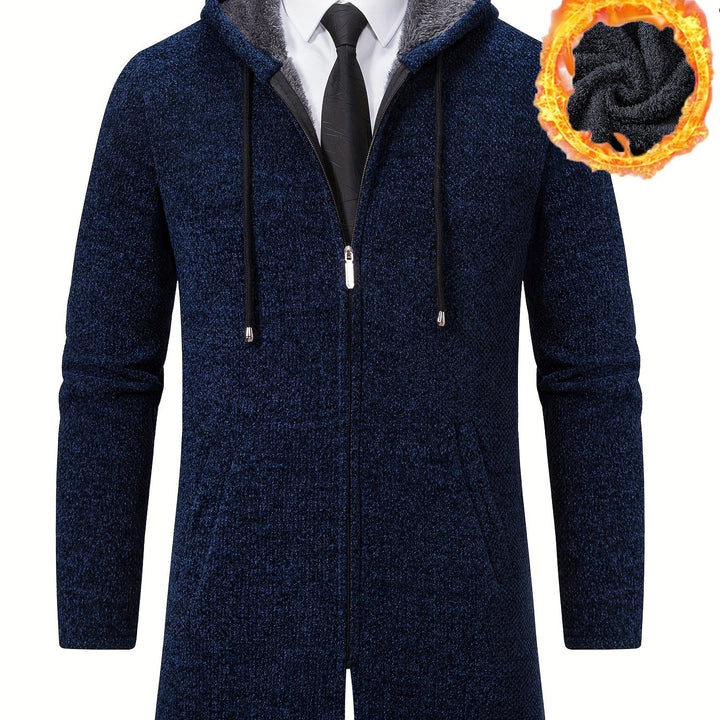 Men's Autumn And Winter Plush Thick Warm Mid Length Hooded Cardigan Best Sellers
