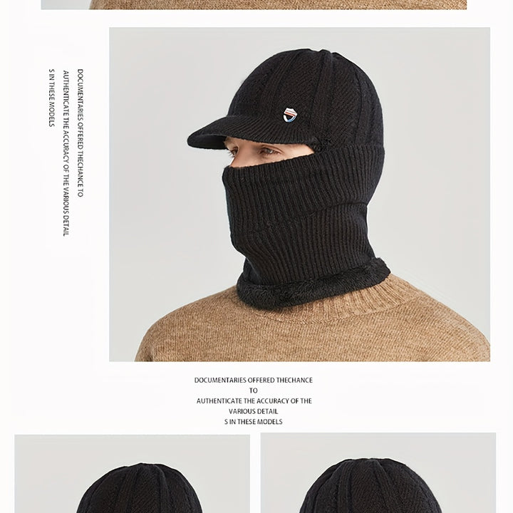 Winter 2 In 1 Set, Balaclava Neck Warmers Knitted Hat Beanie Face Cover Cap For Men And Women, Ear Protection Knitted Hat Neck Cover