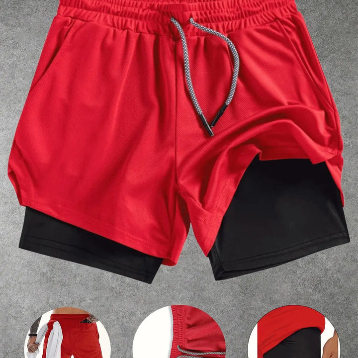 Summer Men Shorts Funny Graphic Print Running Fitness Gym Training Sport Shorts Quick Dry Workout Jogging Double Deck Shorts Man