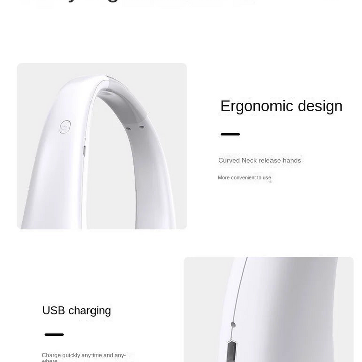 Long endur New Mini Neck Mounted Fan Portable Bladeless Neck Rechargeable Air Cooler 3 Speed Mini Summer Sports Fan Outdoor