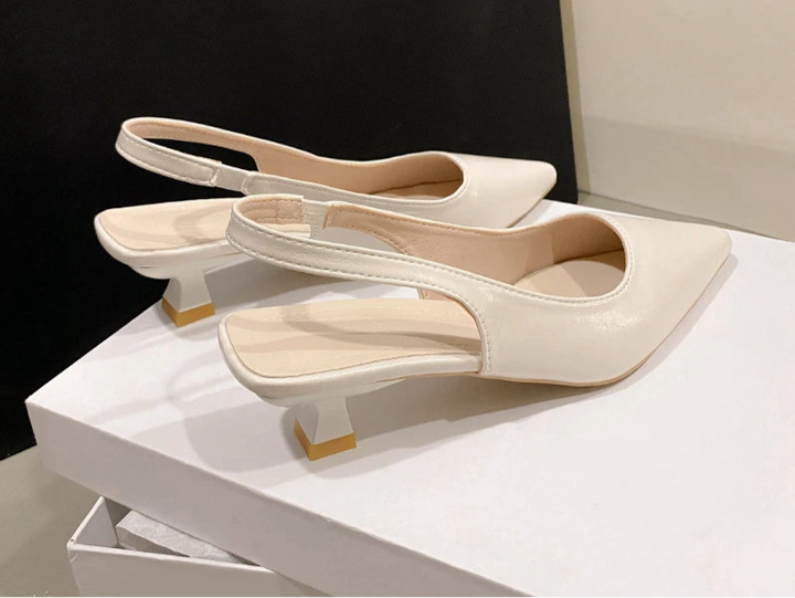 Fashion Female Shoes  New Women's Pumps Solid Color Simple Mid Heel Shoes Sexy Pointed Toe Slingback Elegant Dress Shoes
