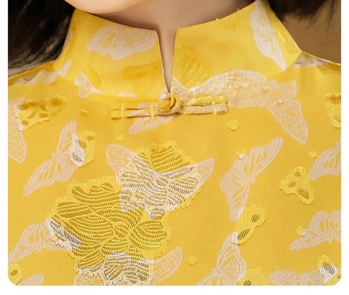 Jacquard Runway Women Party dress Evening Long Sleeve Vintage Floral Yellow Long Dress Zipper Photography Occasion