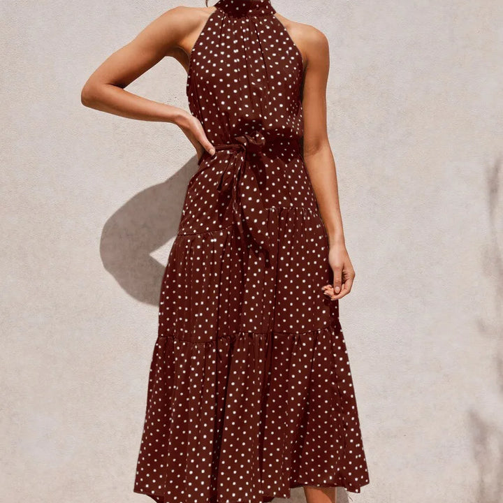 Long Dress Polka Dot Casual Dress Black Sexy Halter Clothes For Women