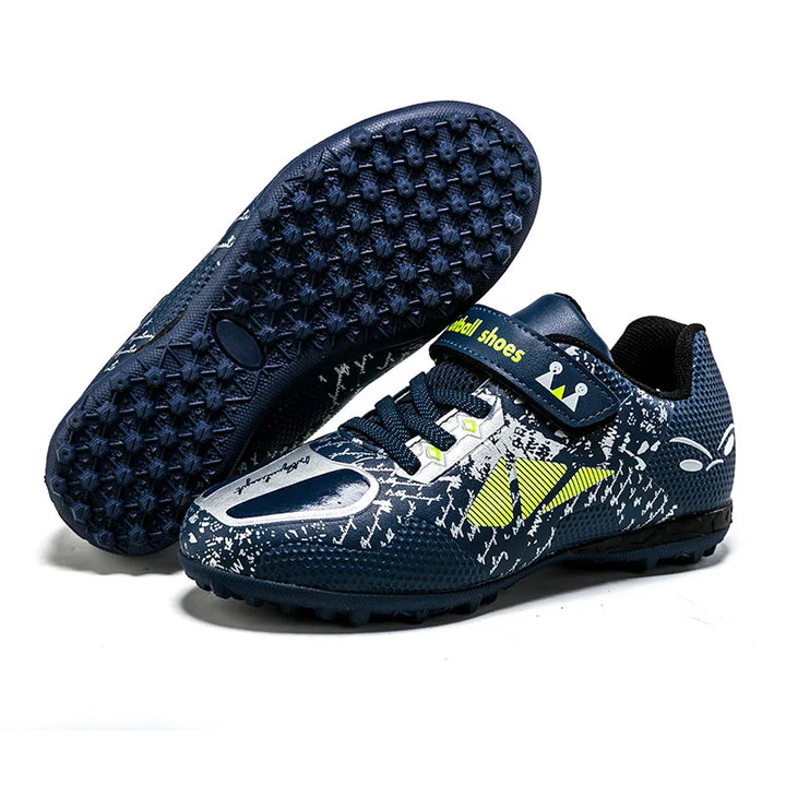Children Football Shoes Soccer Boots Kids Boy Girl Sneakers New Leather High Top Soccer Cleats Training Outdoor Hook & Loop